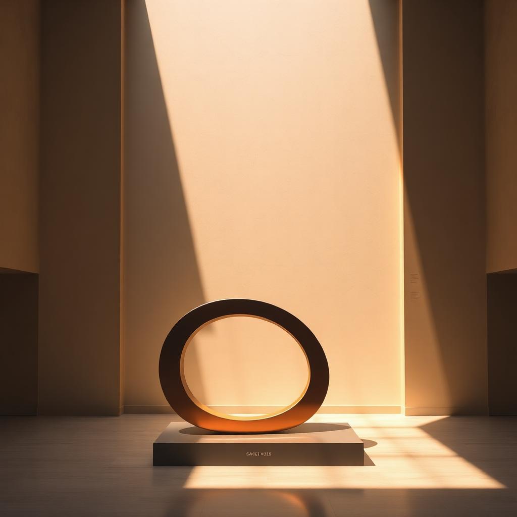 Minimalist futuristic sculpture in a gallery